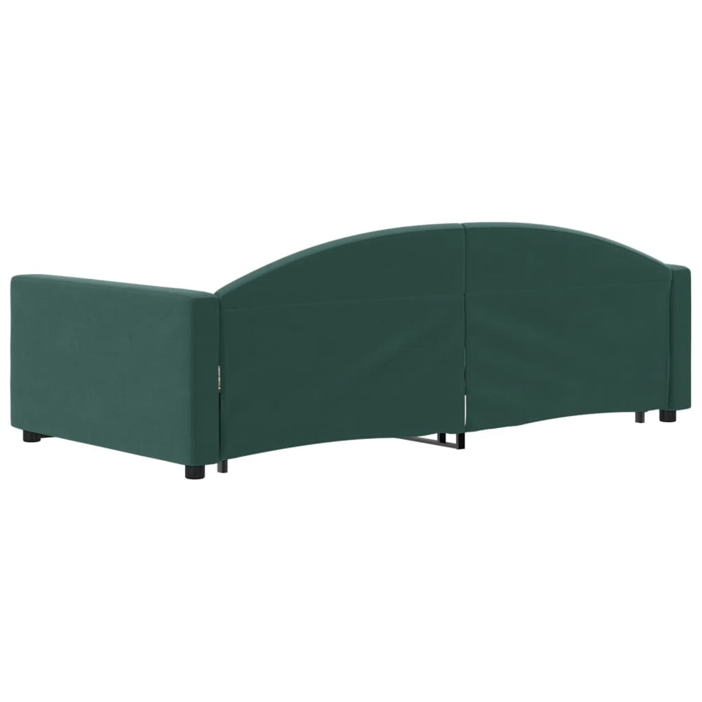 vidaXL Pat de zi cu extensie, verde închis, 100x200 cm, catifea