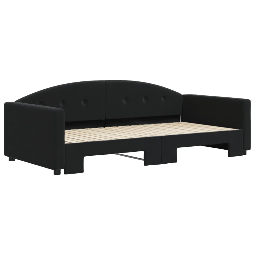 vidaXL Pat de zi cu extensie, negru, 100x200 cm, catifea