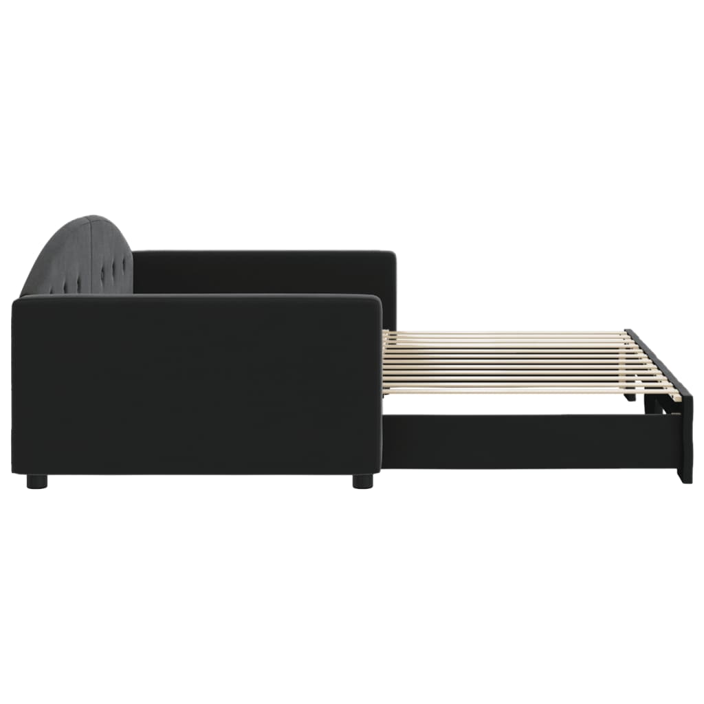 vidaXL Pat de zi cu extensie, negru, 100x200 cm, catifea