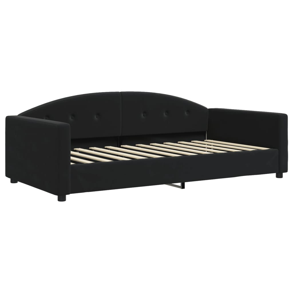 vidaXL Pat de zi cu extensie, negru, 100x200 cm, catifea