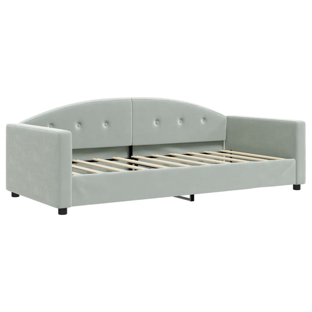 vidaXL Pat de zi cu extensie, gri deschis, 90x190 cm, catifea vidaXL Pat de zi cu extensie, gri deschis, 90x190 cm, catifea