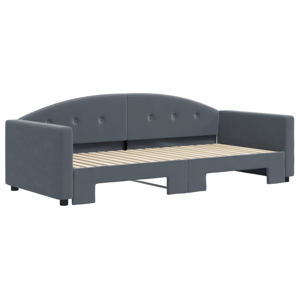 vidaXL Pat de zi cu extensie, gri închis, 90x190 cm, catifea vidaXL Pat de zi cu extensie, gri închis, 90x190 cm, catifea