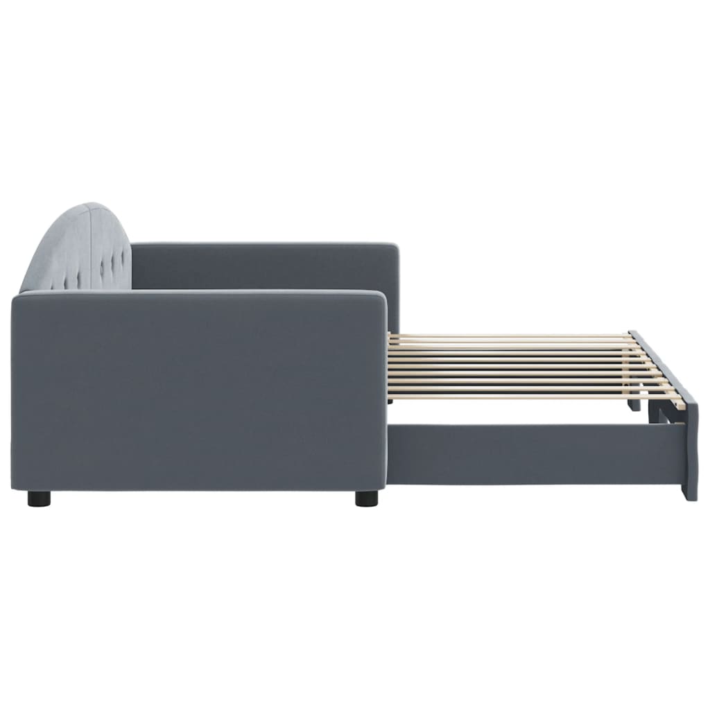 vidaXL Pat de zi cu extensie, gri închis, 90x190 cm, catifea vidaXL Pat de zi cu extensie, gri închis, 90x190 cm, catifea
