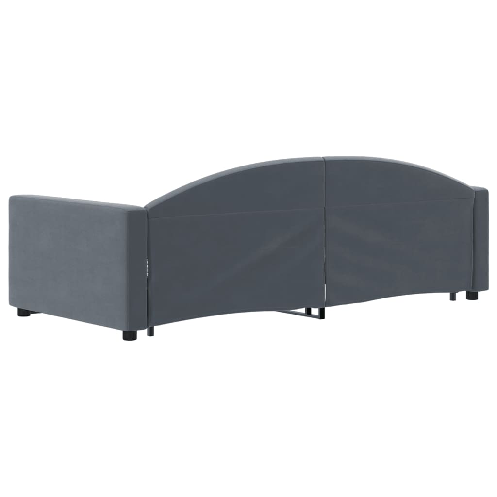 vidaXL Pat de zi cu extensie, gri închis, 90x190 cm, catifea vidaXL Pat de zi cu extensie, gri închis, 90x190 cm, catifea