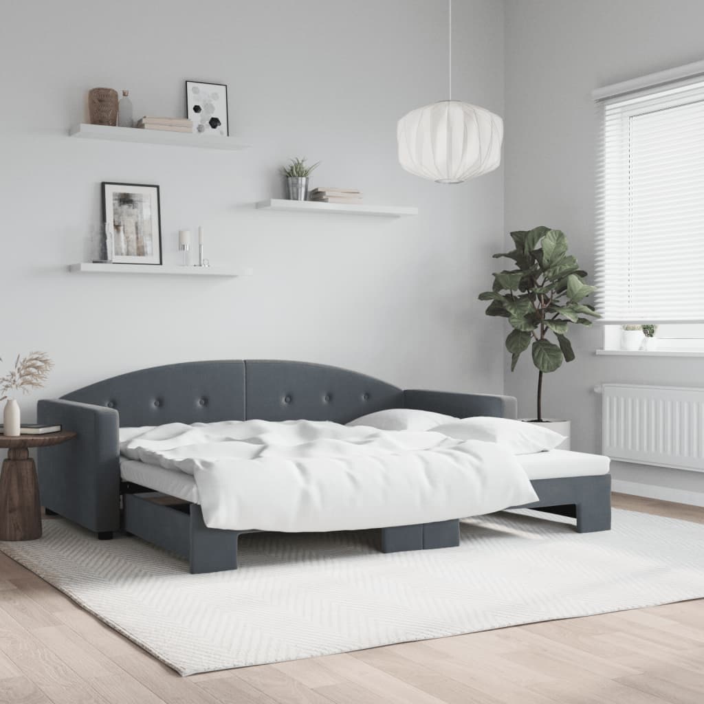 vidaXL Pat de zi cu extensie, gri închis, 90x190 cm, catifea vidaXL Pat de zi cu extensie, gri închis, 90x190 cm, catifea