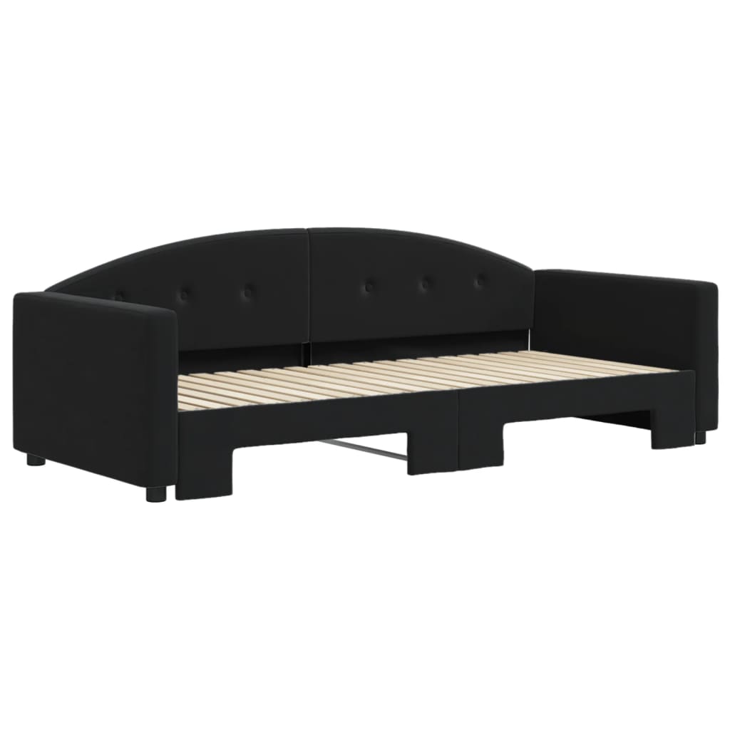 vidaXL Pat de zi cu extensie, negru, 90x190 cm, catifea vidaXL Pat de zi cu extensie, negru, 90x190 cm, catifea