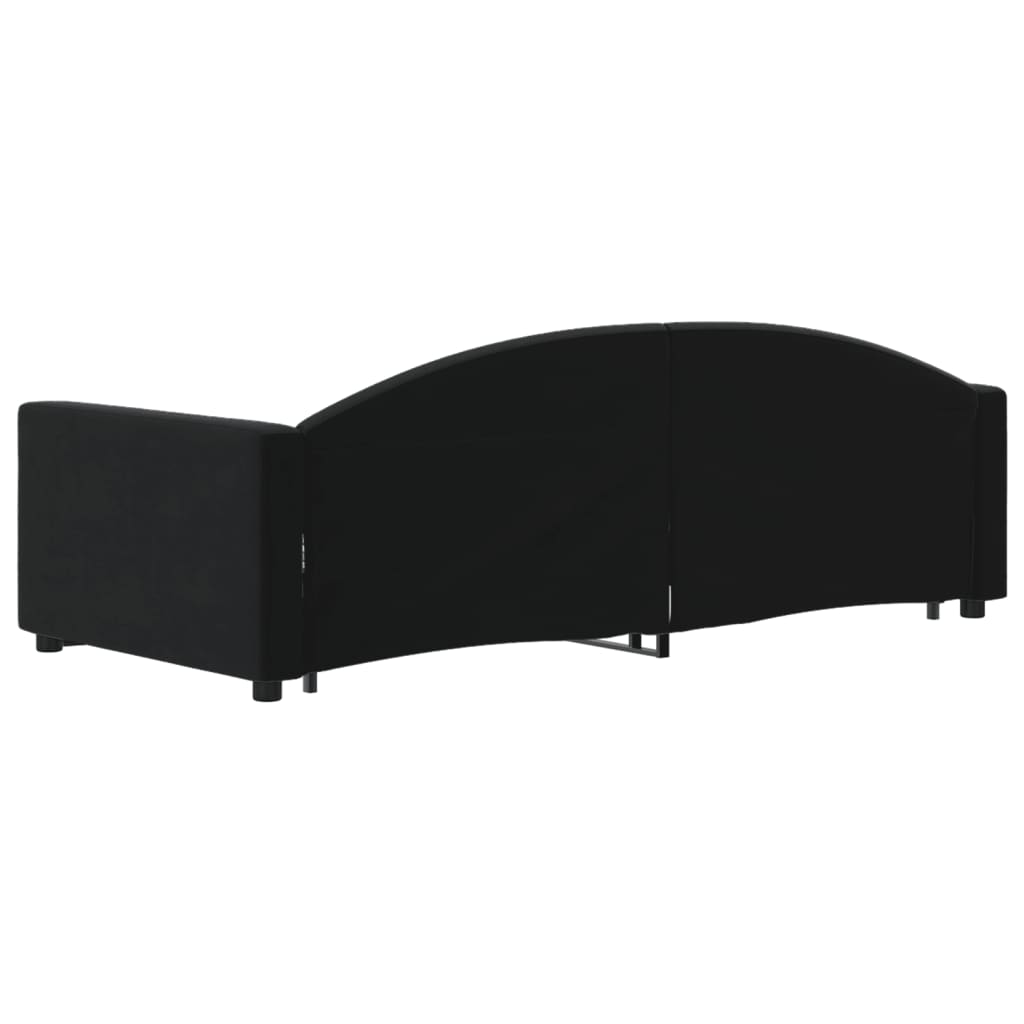 vidaXL Pat de zi cu extensie, negru, 90x190 cm, catifea vidaXL Pat de zi cu extensie, negru, 90x190 cm, catifea