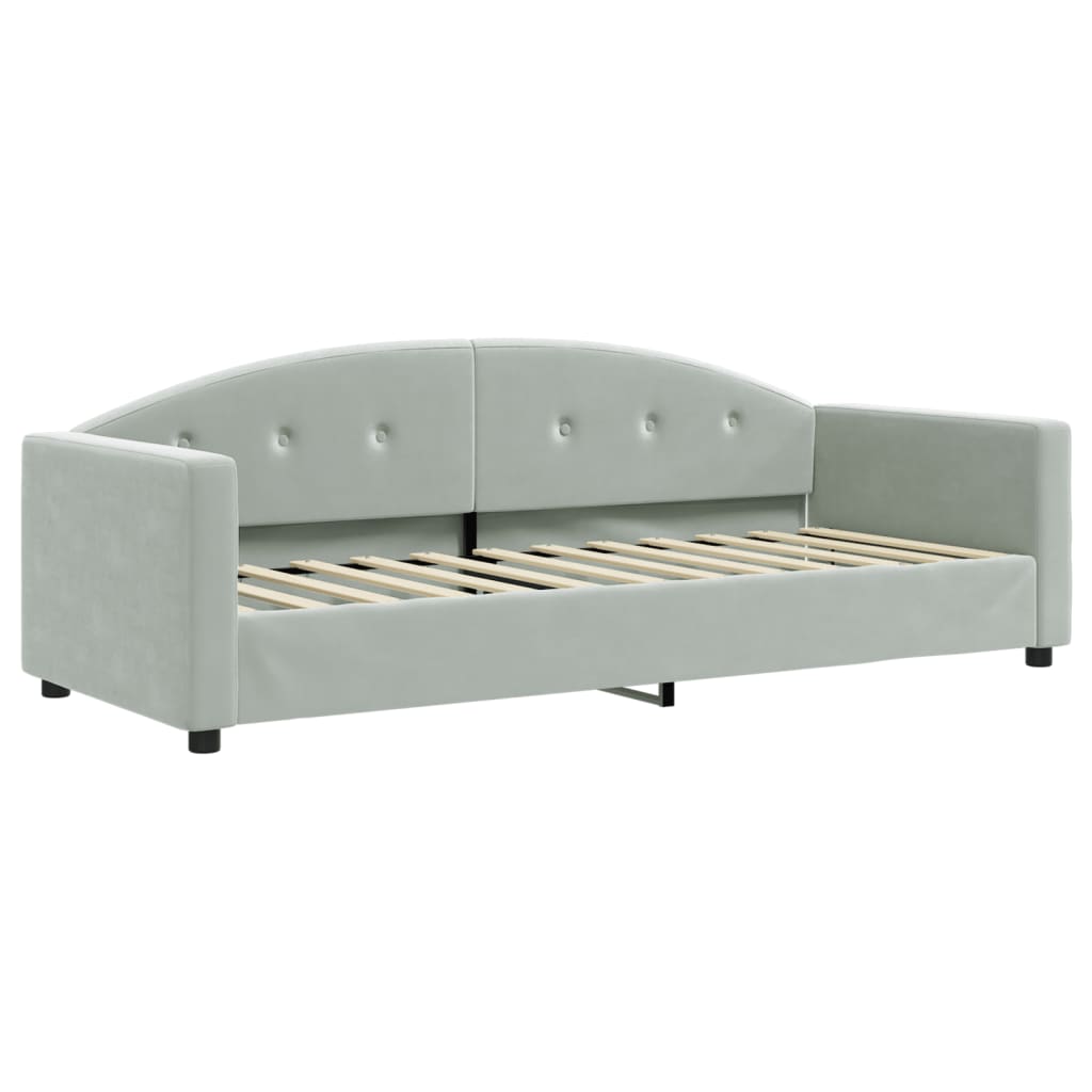 vidaXL Pat de zi cu extensie și saltele, gri deschis 80x200 cm catifea