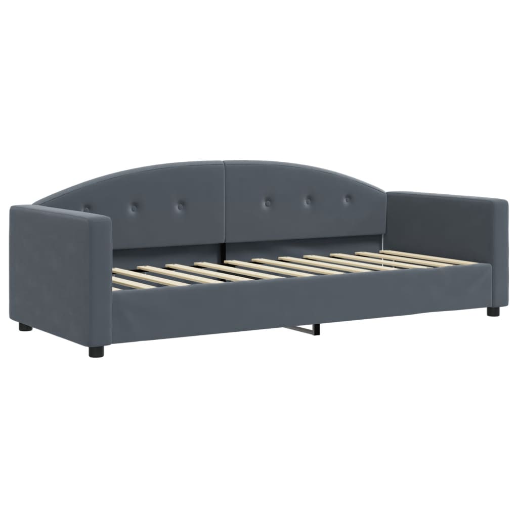 vidaXL Pat de zi cu extensie și saltele gri închis 80x200 cm catifea vidaXL Pat de zi cu extensie și saltele gri închis 80x200 cm catifea