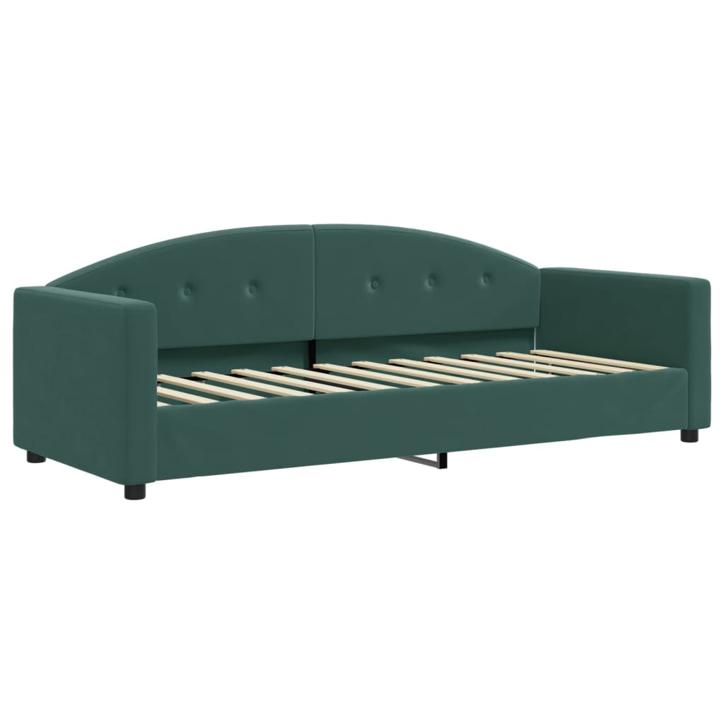 vidaXL Pat de zi cu extensie și saltele verde închis 80x200 cm catifea
