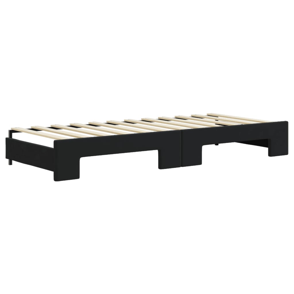 vidaXL Pat de zi cu extensie și saltea, negru, 80x200 cm, catifea vidaXL Pat de zi cu extensie și saltea, negru, 80x200 cm, catifea