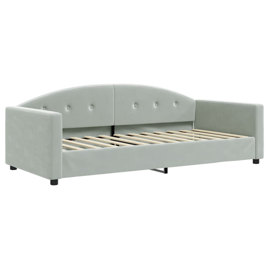 vidaXL Pat de zi cu extensie și saltele, gri deschis 90x200 cm catifea