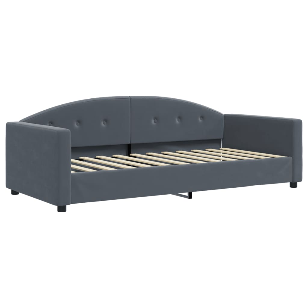 vidaXL Pat de zi cu extensie și saltele, gri închis 90x200 cm catifea vidaXL Pat de zi cu extensie și saltele, gri închis 90x200 cm catifea