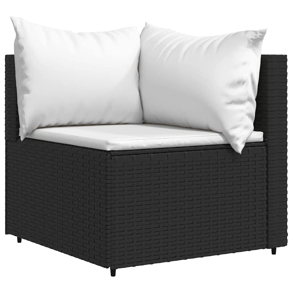 vidaXL Set mobilier de grădină cu perne, 3 piese, negru, poliratan vidaXL Set mobilier de grădină cu perne, 3 piese, negru, poliratan