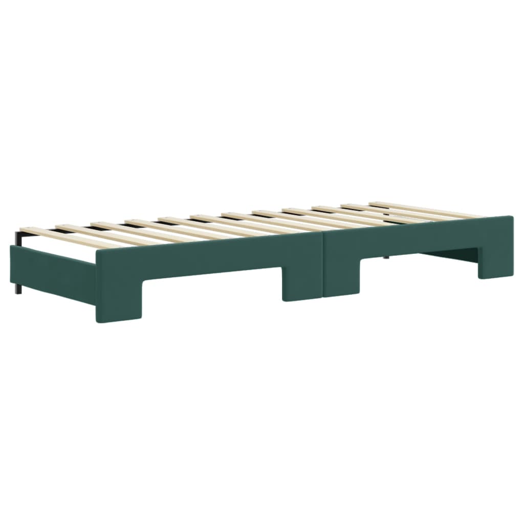 vidaXL Pat de zi cu extensie și sertare verde închis 80x200 cm catifea vidaXL Pat de zi cu extensie și sertare verde închis 80x200 cm catifea