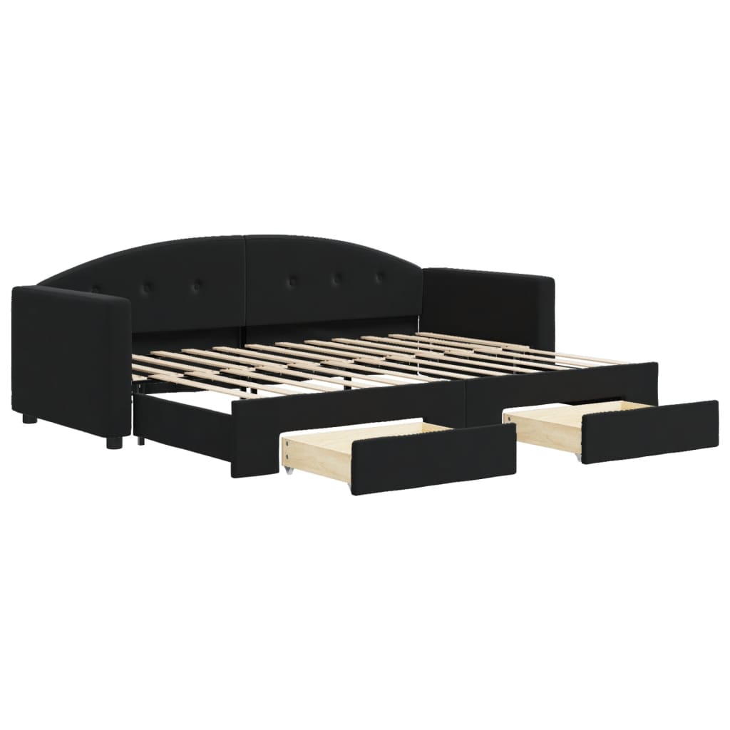 vidaXL Pat de zi cu extensie și sertare, negru, 80x200 cm, catifea vidaXL Pat de zi cu extensie și sertare, negru, 80x200 cm, catifea