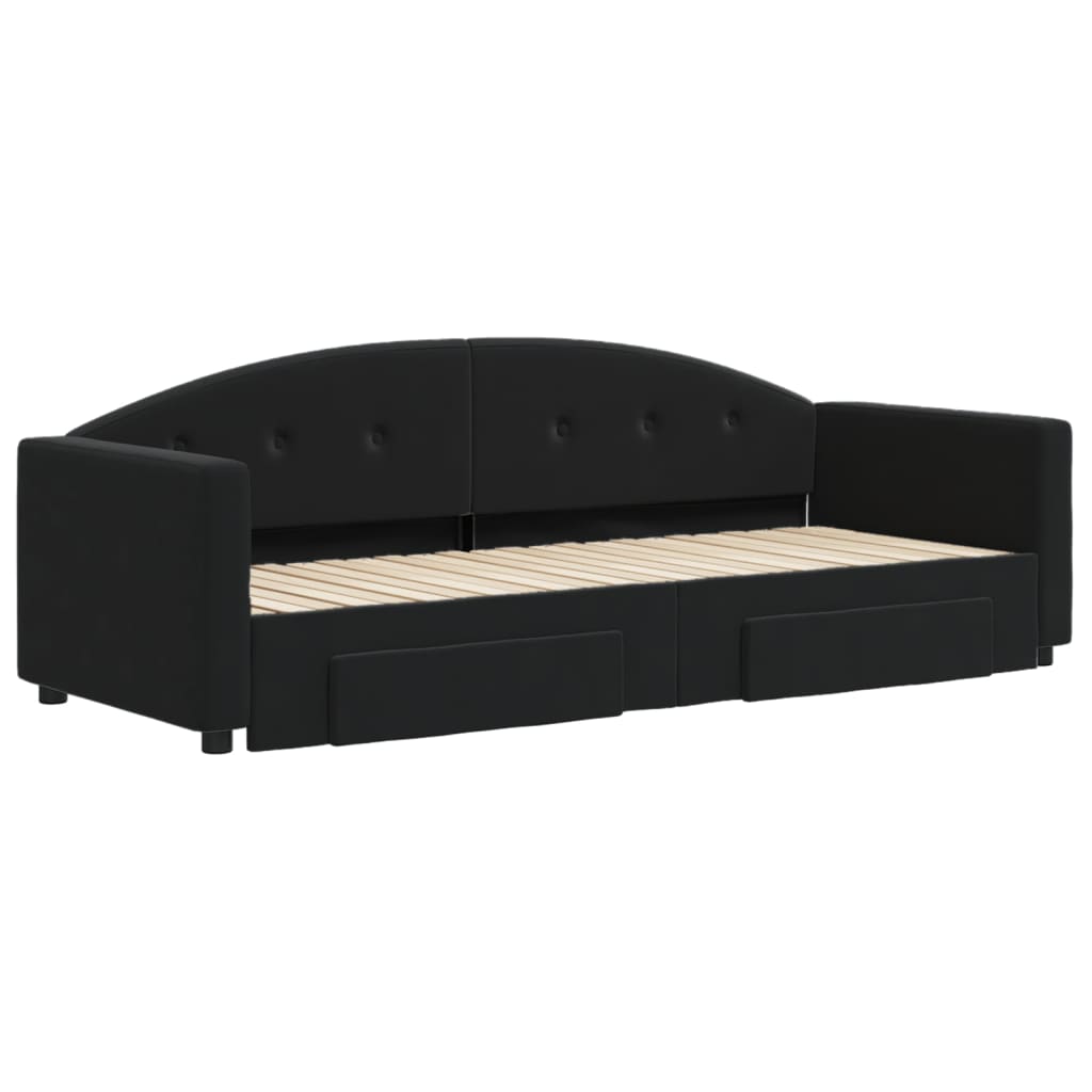 vidaXL Pat de zi cu extensie și sertare, negru, 80x200 cm, catifea vidaXL Pat de zi cu extensie și sertare, negru, 80x200 cm, catifea