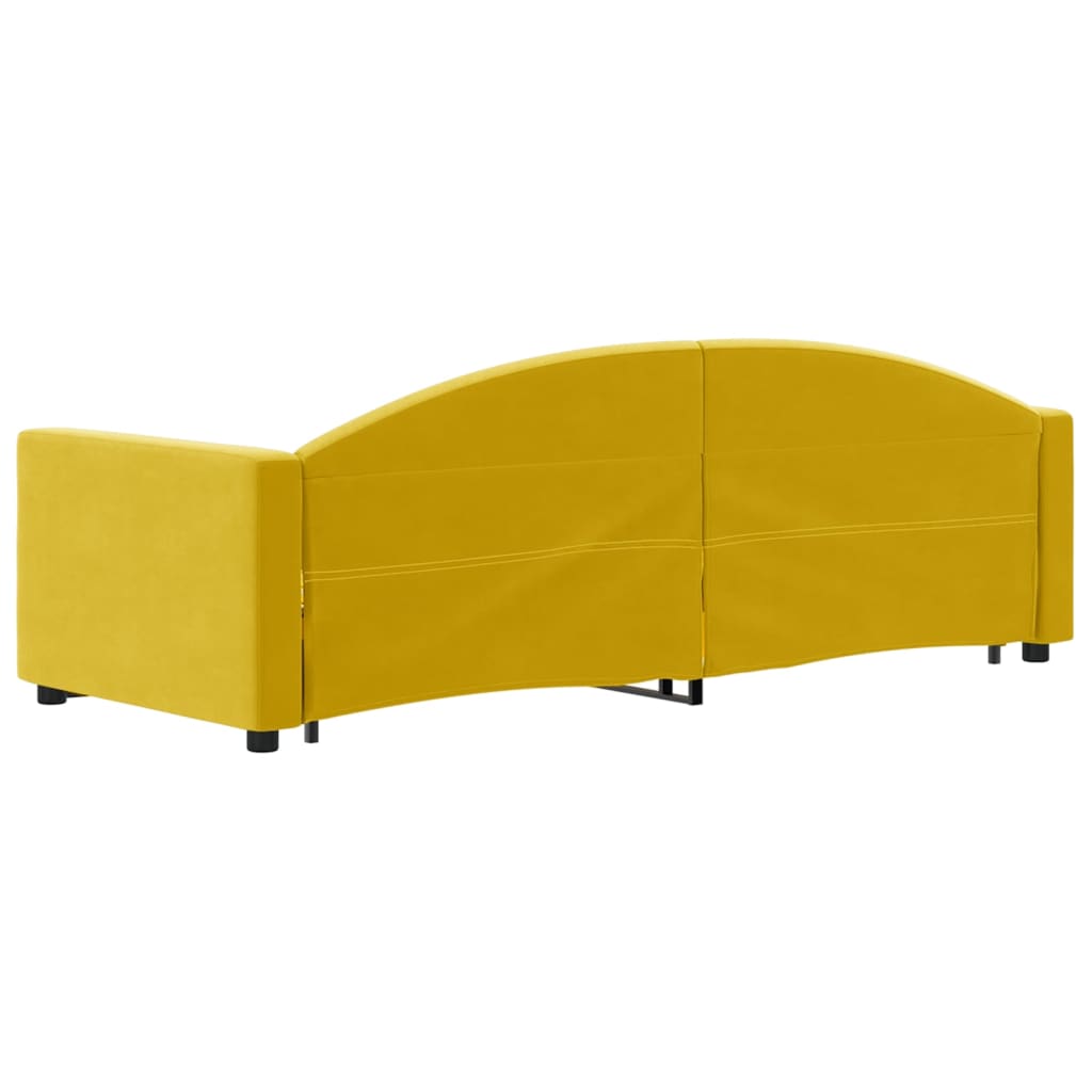 vidaXL Pat de zi cu extensie și sertare, galben, 80x200 cm, catifea vidaXL Pat de zi cu extensie și sertare, galben, 80x200 cm, catifea