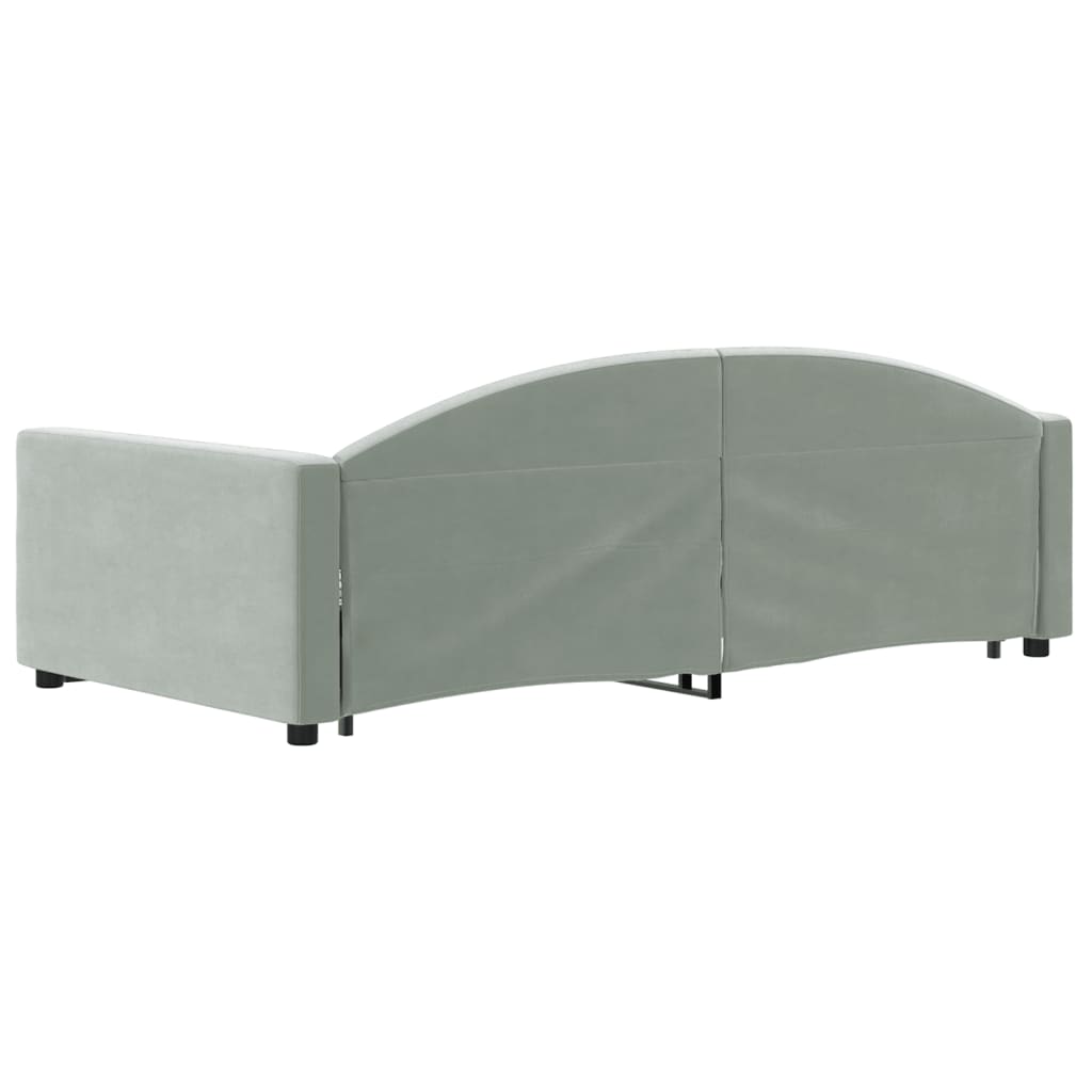vidaXL Pat de zi cu extensie și sertare, gri deschis 90x200 cm catifea