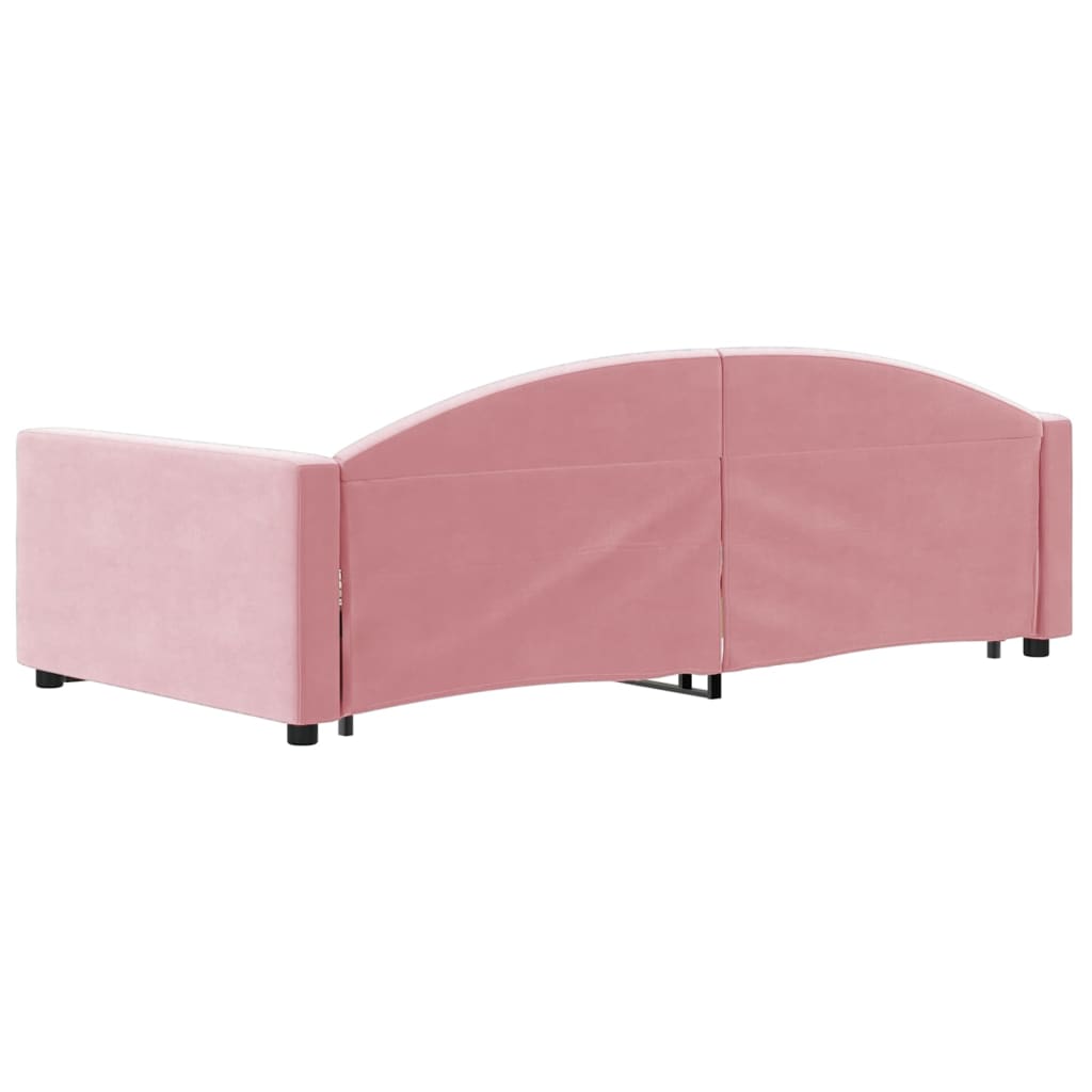 vidaXL Pat de zi cu extensie și sertare, roz, 90x200 cm, catifea vidaXL Pat de zi cu extensie și sertare, roz, 90x200 cm, catifea