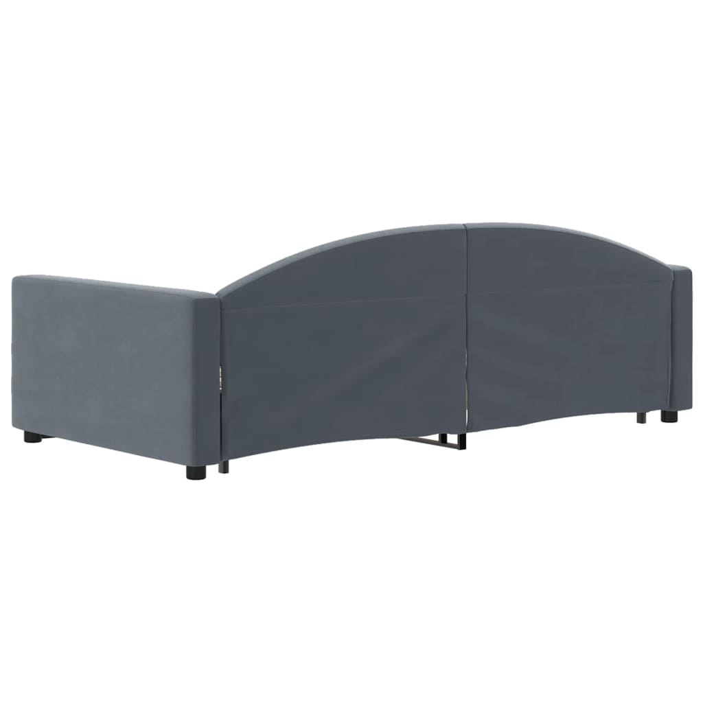 vidaXL Pat de zi cu extensie și sertare gri închis 100x200cm catifea vidaXL Pat de zi cu extensie și sertare gri închis 100x200cm catifea