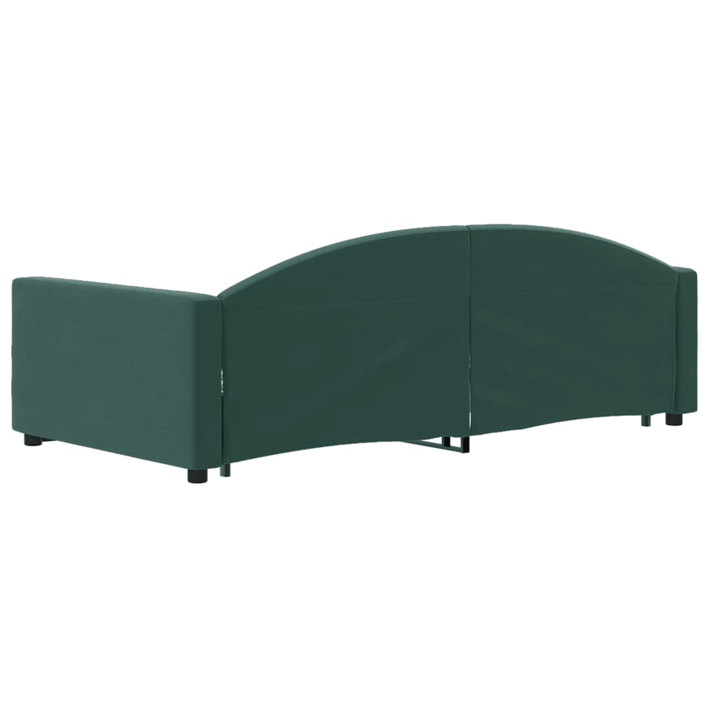 vidaXL Pat de zi cu extensie și sertare verde închis 100x200cm catifea
