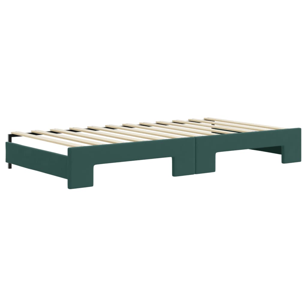 vidaXL Pat de zi cu extensie și sertare verde închis 100x200cm catifea
