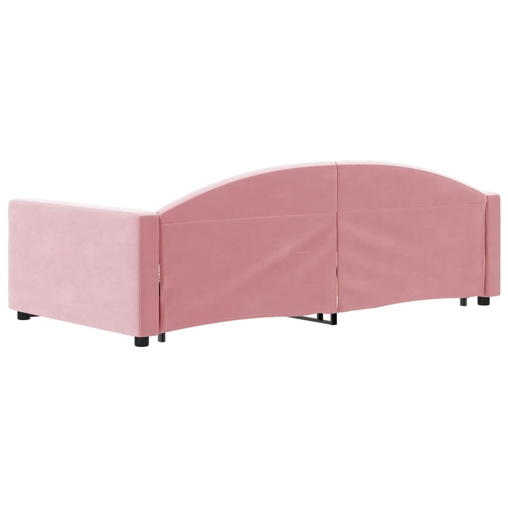vidaXL Pat de zi cu extensie și sertare, roz, 100x200 cm, catifea vidaXL Pat de zi cu extensie și sertare, roz, 100x200 cm, catifea