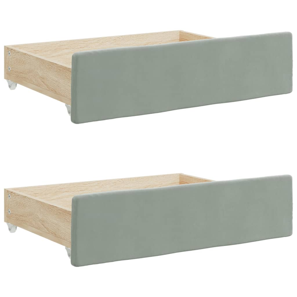 vidaXL Pat de zi cu extensie și sertare, gri deschis 90x190 cm catifea