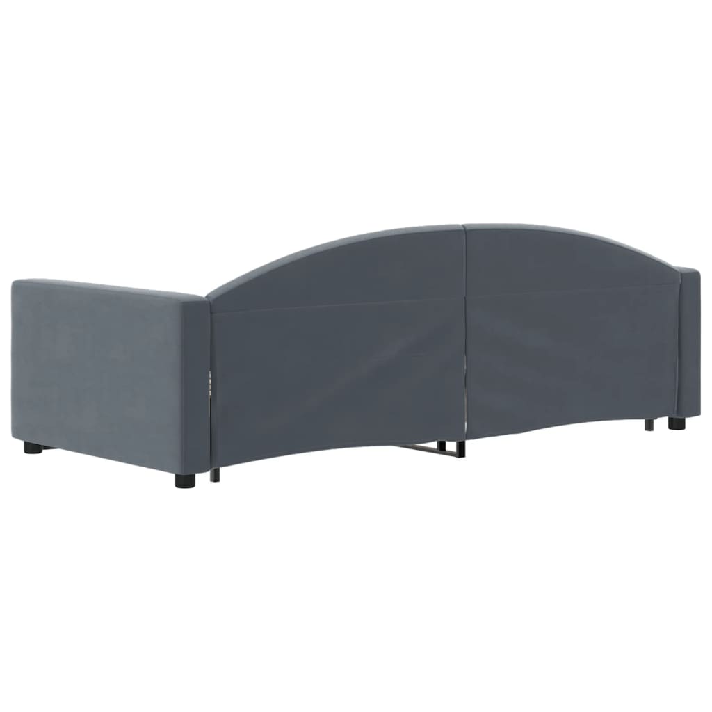 vidaXL Pat de zi cu extensie și sertare, gri închis, 90x190cm catifea
