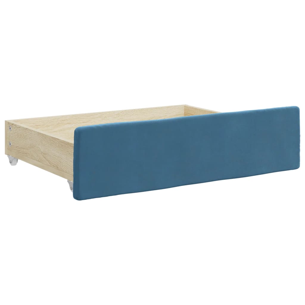 vidaXL Pat de zi cu extensie și sertare, albastru, 80x200 cm, catifea vidaXL Pat de zi cu extensie și sertare, albastru, 80x200 cm, catifea