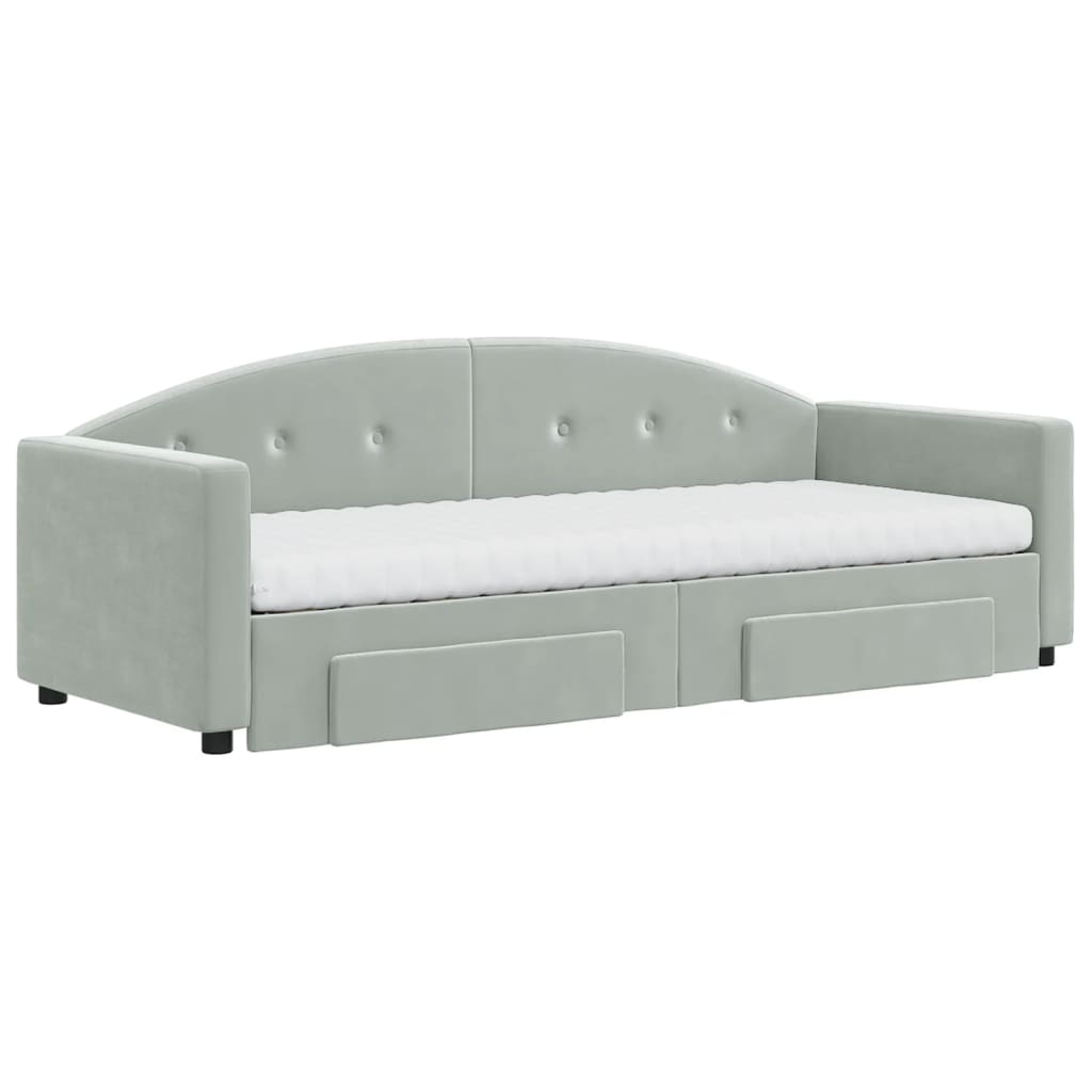 vidaXL Pat de zi cu extensie și sertare, gri deschis 80x200 cm catifea
