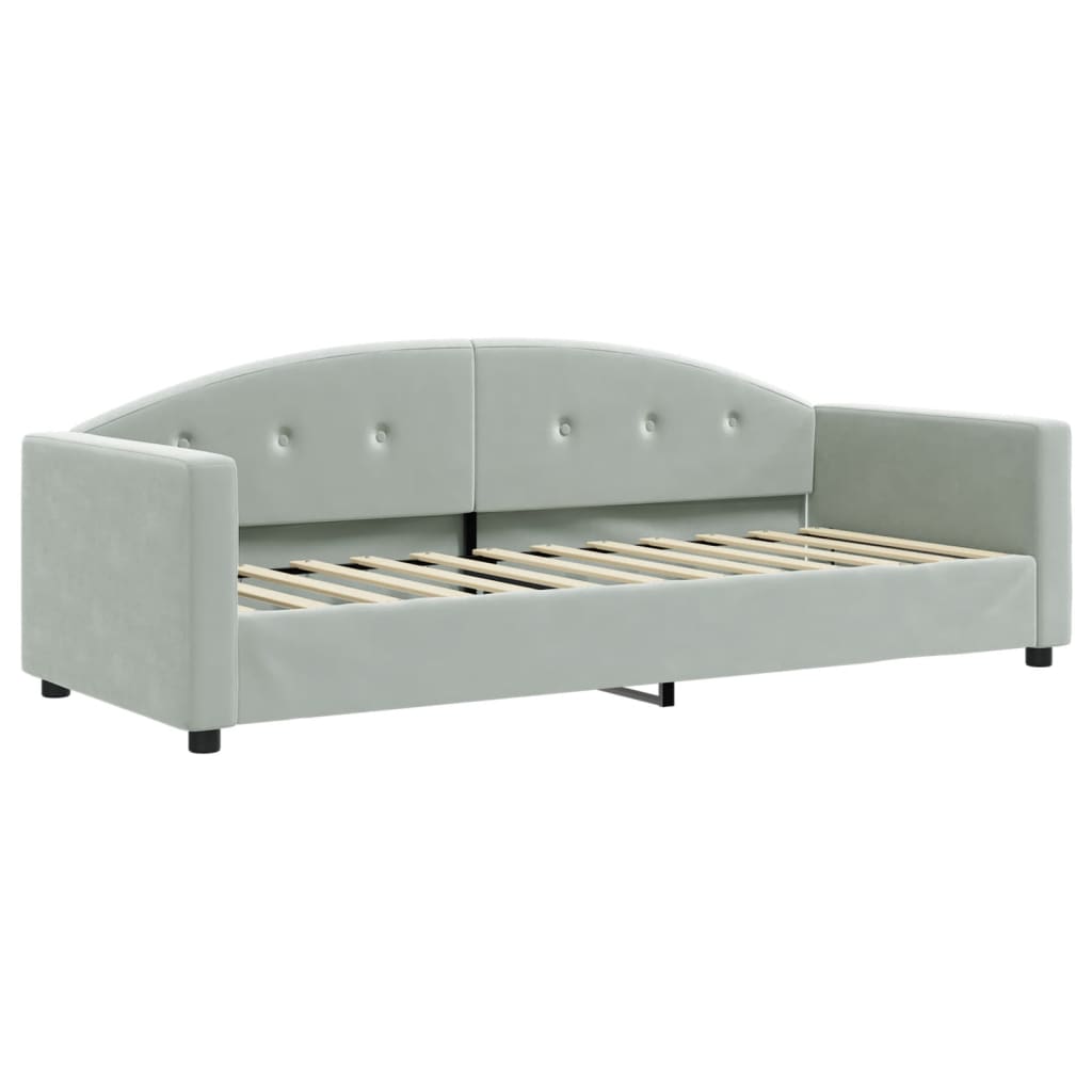 vidaXL Pat de zi cu extensie și sertare, gri deschis 80x200 cm catifea