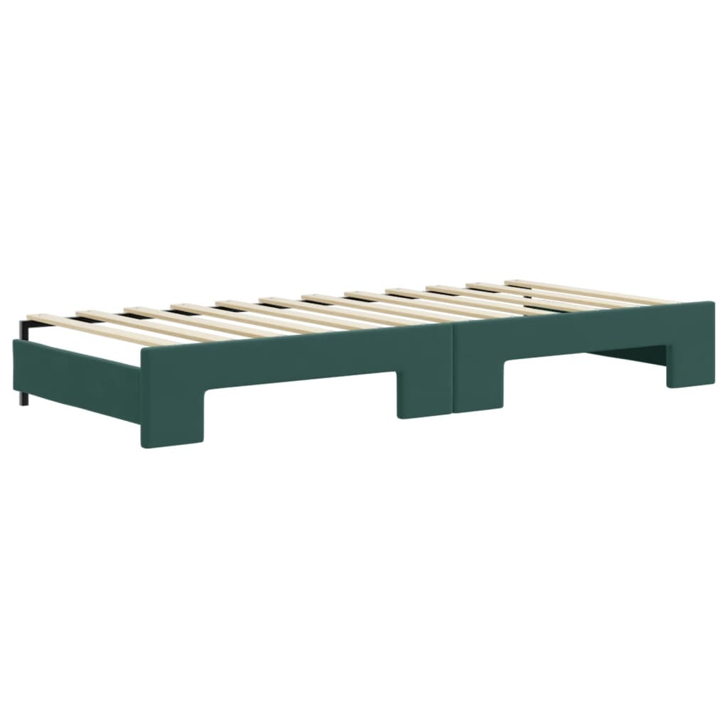 vidaXL Pat de zi cu extensie și sertare verde închis 90x200 cm catifea