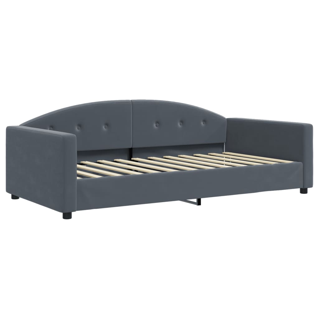 vidaXL Pat de zi cu extensie și sertare gri închis 100x200cm catifea