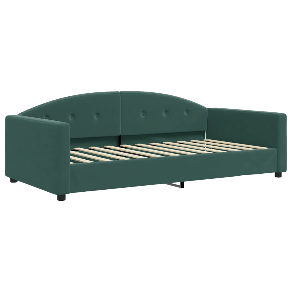 vidaXL Pat de zi cu extensie și sertare verde închis 100x200cm catifea