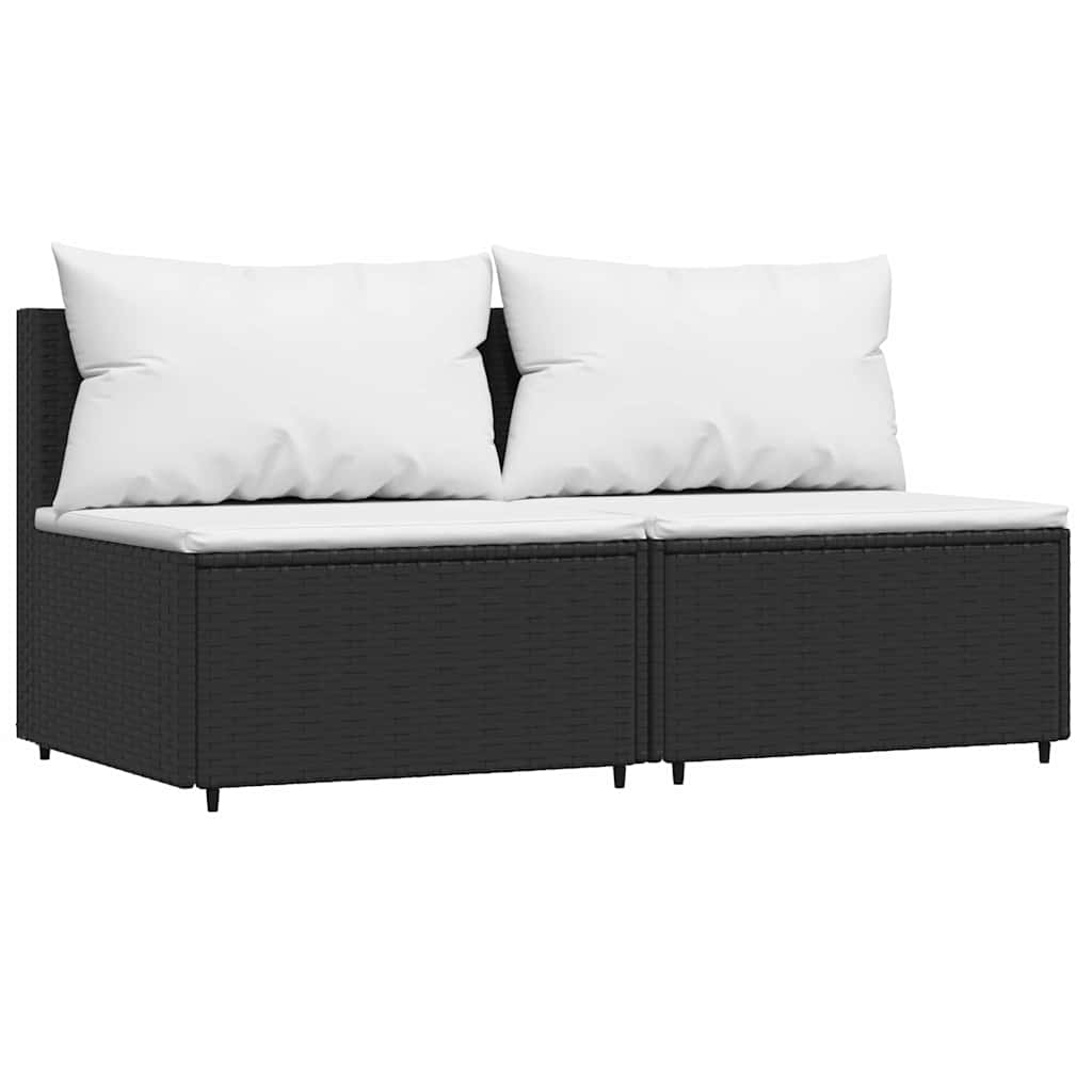 vidaXL Set mobilier de grădină cu perne, 3 piese, negru, poliratan vidaXL Set mobilier de grădină cu perne, 3 piese, negru, poliratan