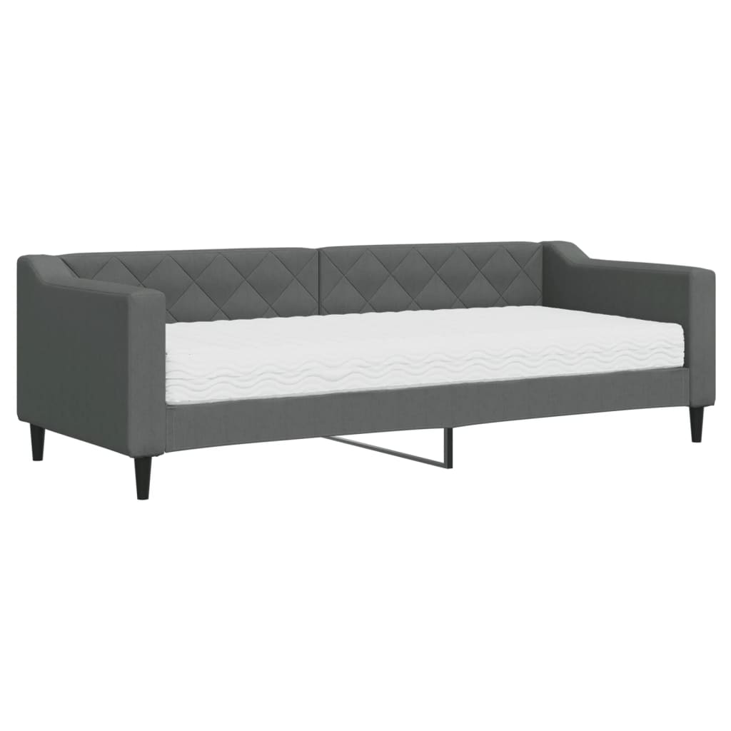 vidaXL Pat de zi cu saltea, gri închis, 80x200 cm, textil