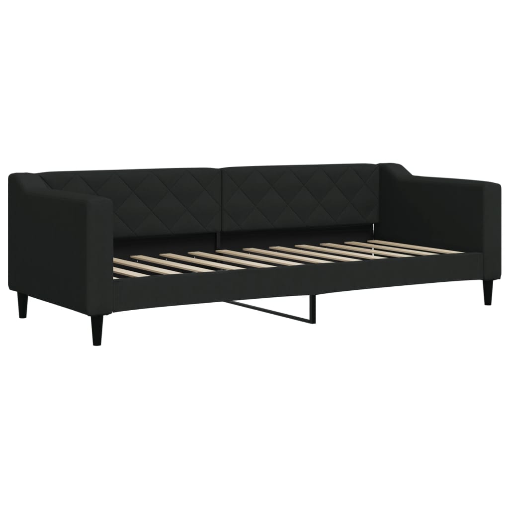 vidaXL Pat de zi cu saltea, negru, 80x200 cm, textil