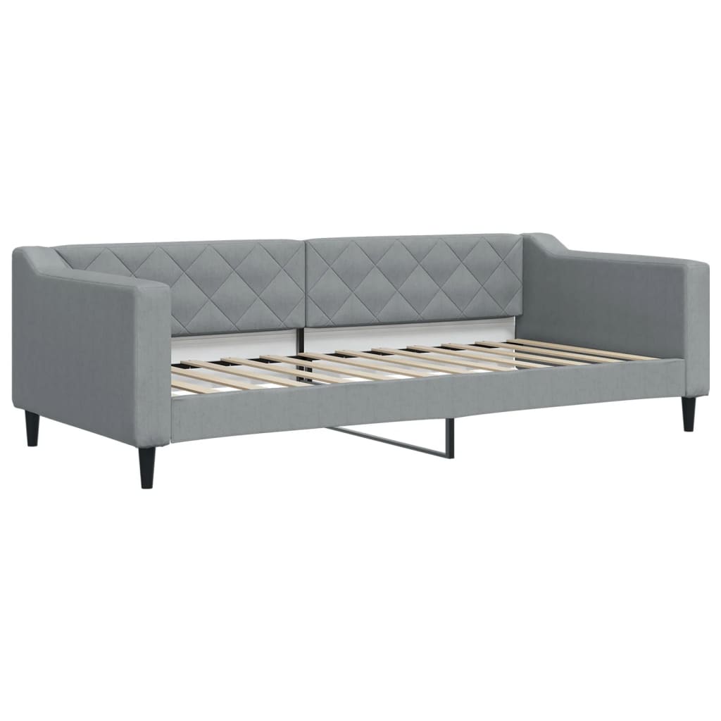 vidaXL Pat de zi cu saltea, gri deschis, 90x200 cm, textil vidaXL Pat de zi cu saltea, gri deschis, 90x200 cm, textil