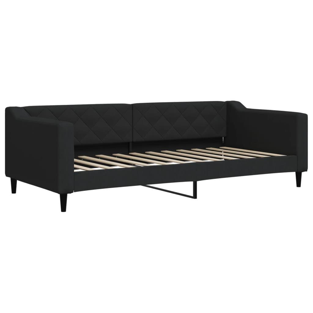 vidaXL Pat de zi cu saltea, negru, 90x200 cm, textil