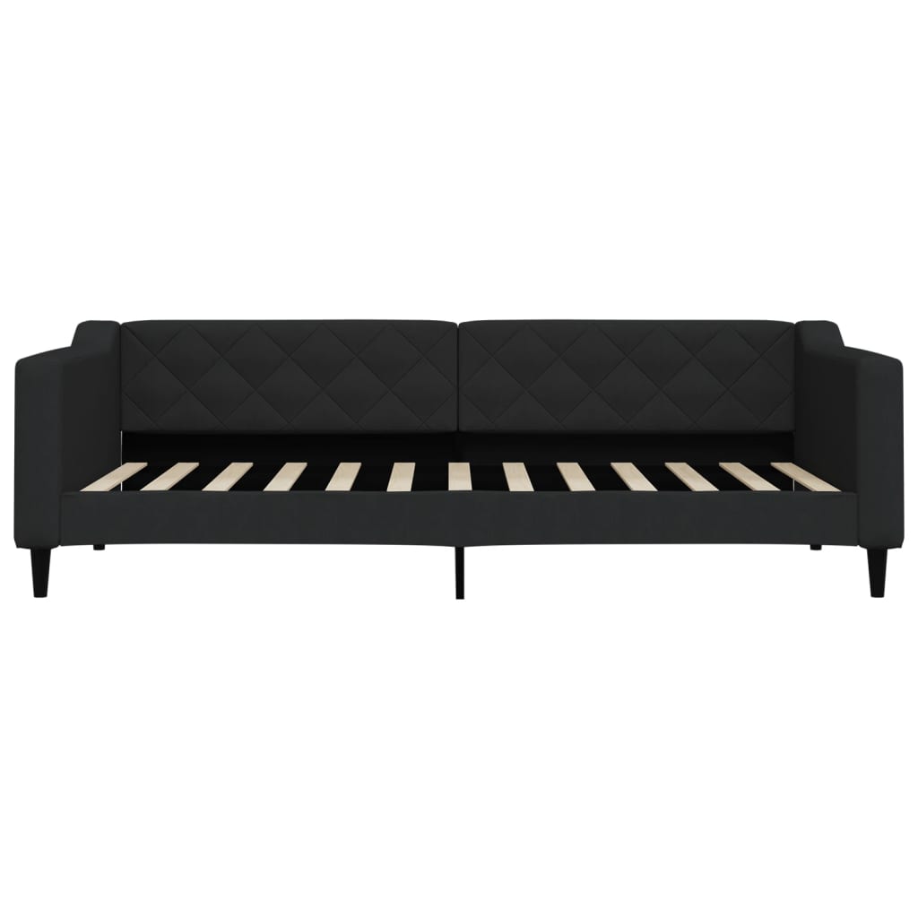 vidaXL Pat de zi cu saltea, negru, 90x200 cm, textil