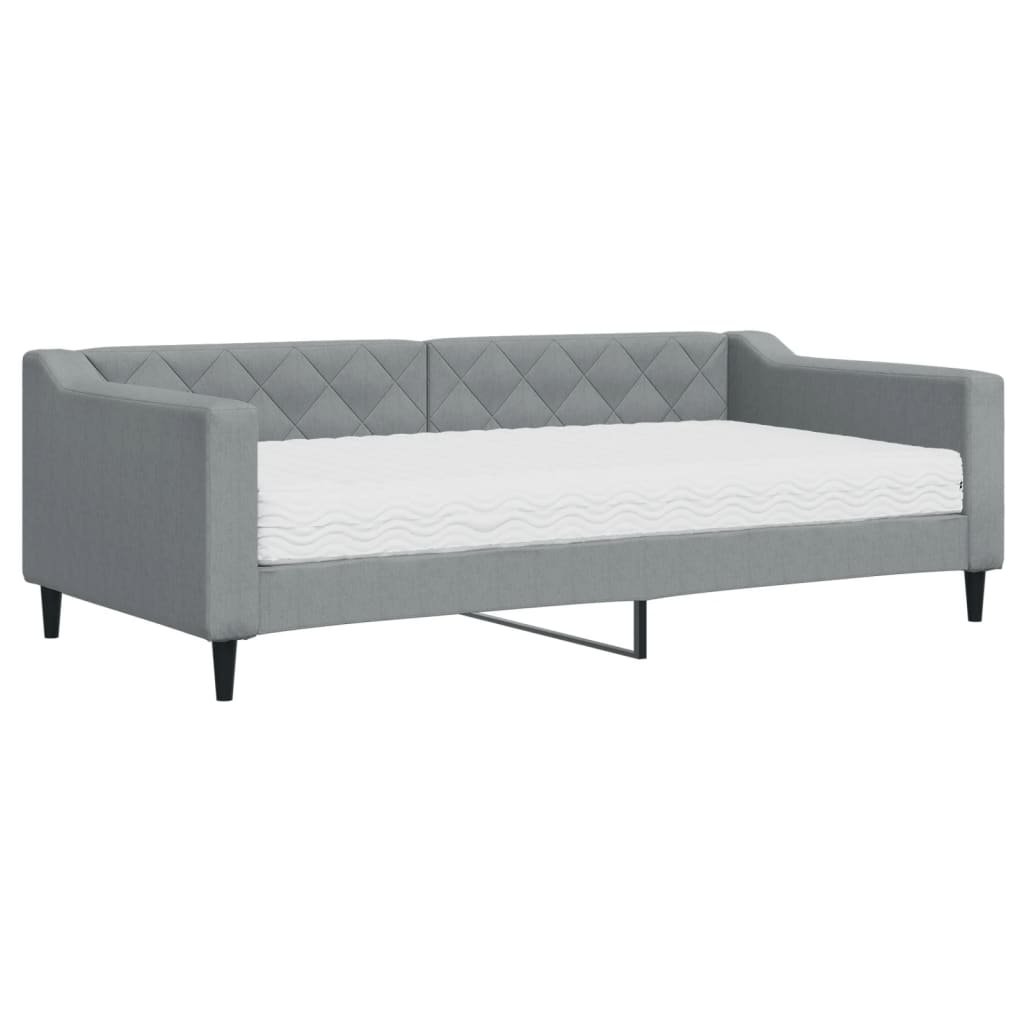 vidaXL Pat de zi cu saltea, gri deschis, 90x190 cm, textil