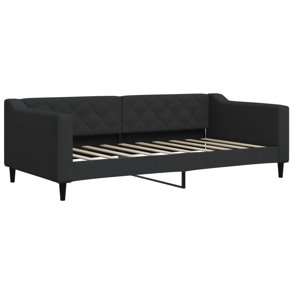vidaXL Pat de zi cu saltea, negru, 90x190 cm, textil