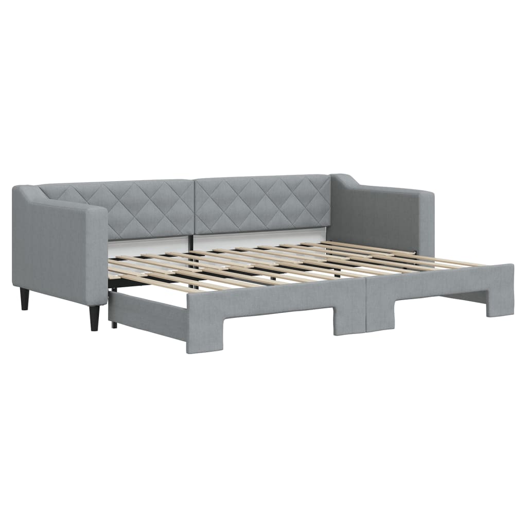 vidaXL Pat de zi cu extensie, gri deschis, 80x200 cm, textil vidaXL Pat de zi cu extensie, gri deschis, 80x200 cm, textil