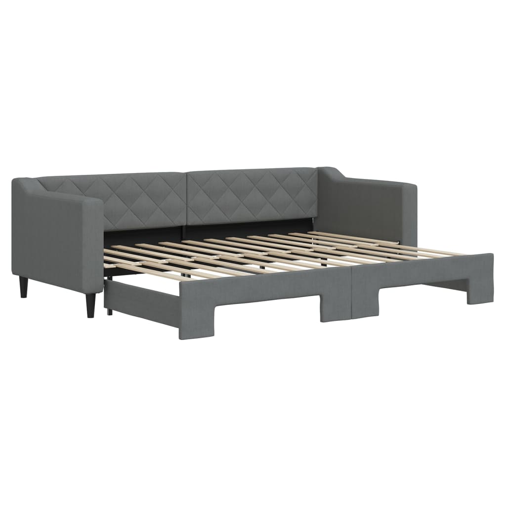 vidaXL Pat de zi cu extensie, gri închis, 80x200 cm, textil