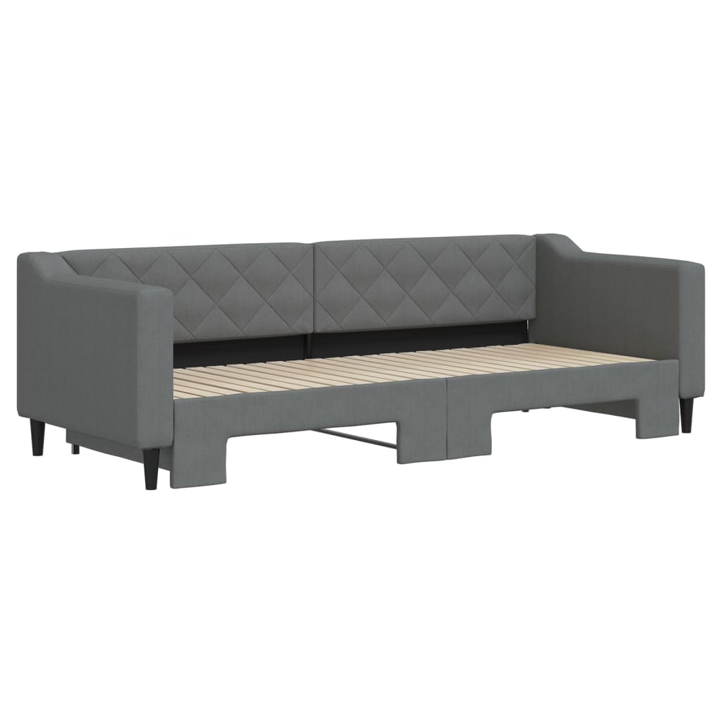 vidaXL Pat de zi cu extensie, gri închis, 80x200 cm, textil