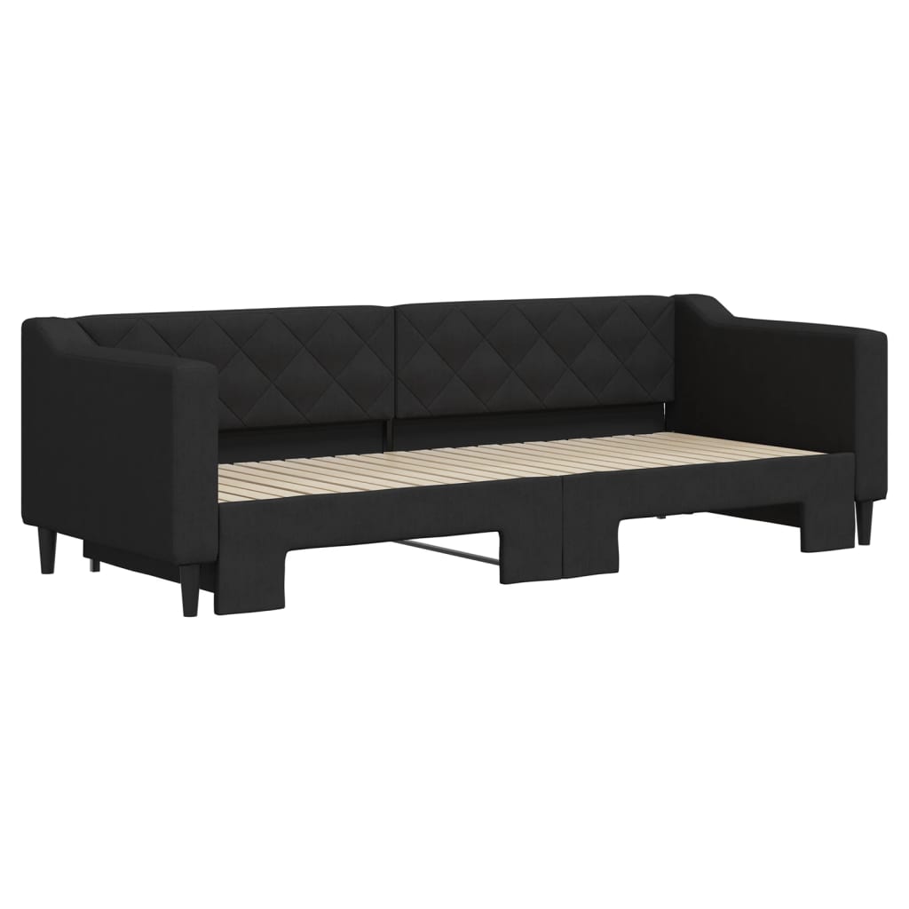 vidaXL Pat de zi cu extensie, negru, 80x200 cm, textil vidaXL Pat de zi cu extensie, negru, 80x200 cm, textil
