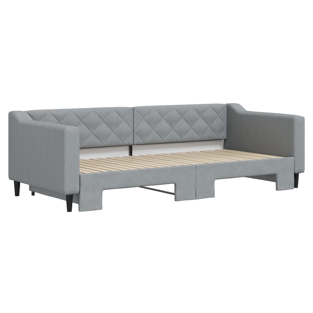vidaXL Pat de zi cu extensie, gri deschis, 90x200 cm, textil vidaXL Pat de zi cu extensie, gri deschis, 90x200 cm, textil