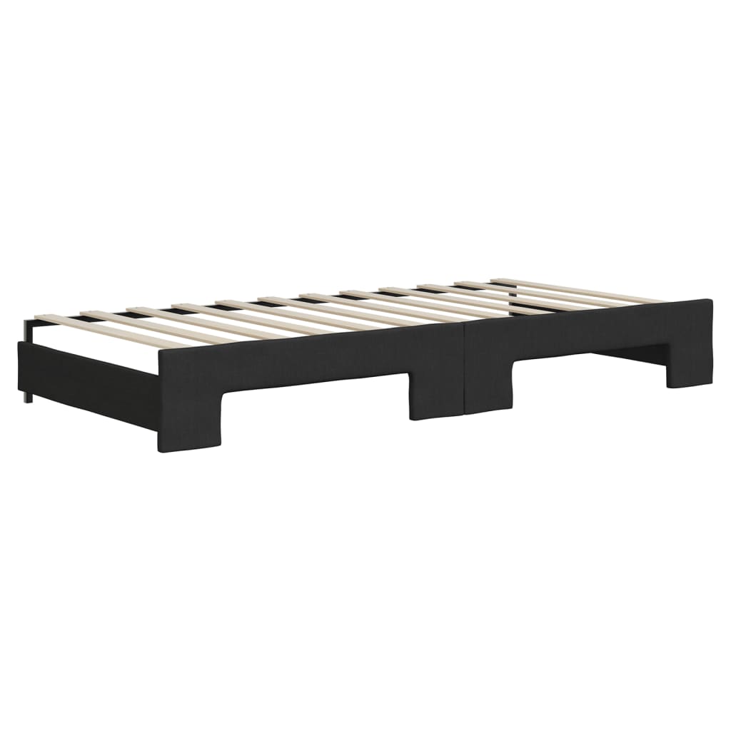 vidaXL Pat de zi cu extensie, negru, 90x200 cm, textil